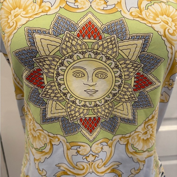 J McLaughlin Celestial Nautical Compass Short Sleeve Blouse Sz Medium - Picture 4 of 6